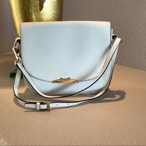 Marc Fisher Genuine Leather White Crossbody Shoulder Bag